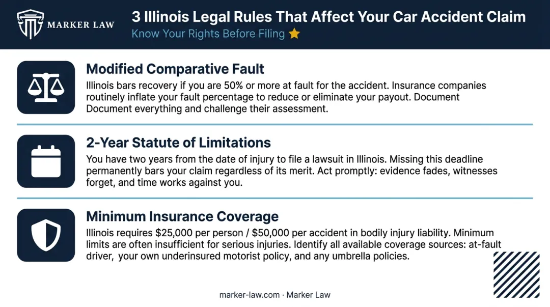 Three critical Illinois car accident laws every victim must know infographic