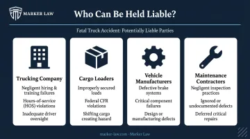 Four liable parties in fatal truck accident wrongful death claims infographic
