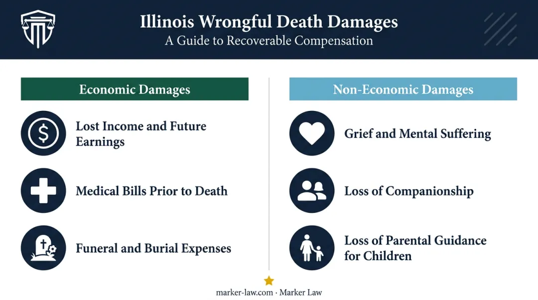 Illinois wrongful death damages economic versus non-economic losses comparison breakdown