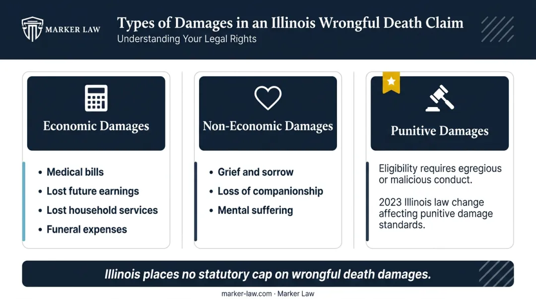 Illinois wrongful death damages breakdown economic non-economic and punitive categories