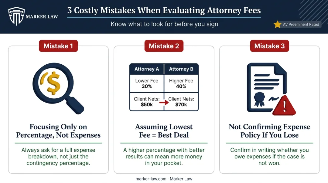 Three common attorney fee evaluation mistakes injured motorcycle accident riders make