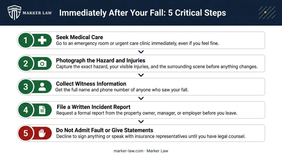 Five immediate steps to take after a slip and fall accident in Illinois