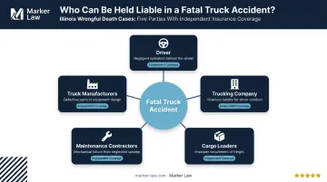 Five liable defendants in Illinois truck accident wrongful death case hierarchy infographic