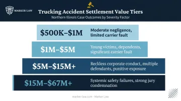 Illinois wrongful death truck accident settlement value ranges four-tier breakdown infographic