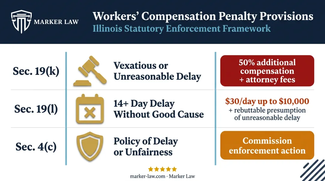 Illinois workers comp insurer delay penalty sections 19k and 19l breakdown