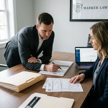 Legal team investigating truck accident evidence