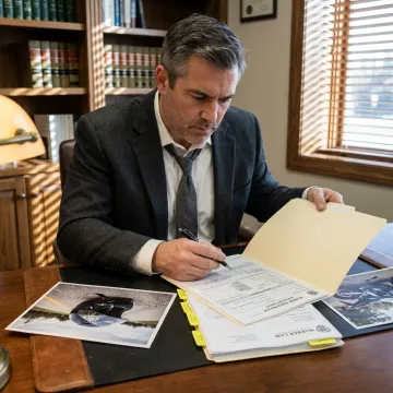 Attorney preparing a motorcycle accident claim file