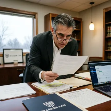 Attorney reviewing truck accident evidence