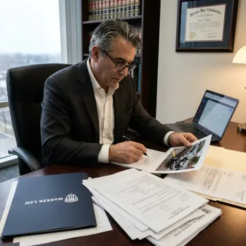 Attorney reviewing documents for a Chicago T-bone accident claim