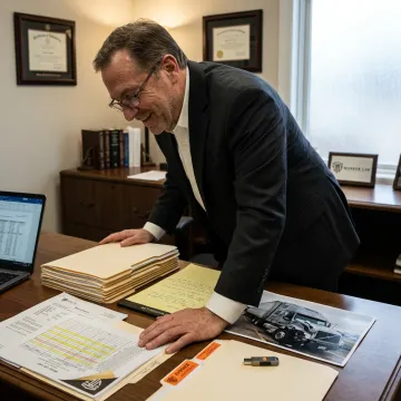 Attorney reviewing truck accident evidence