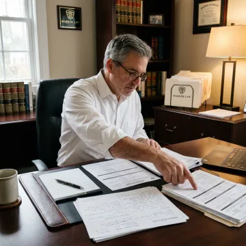 Attorney preparing workers' compensation claim documents