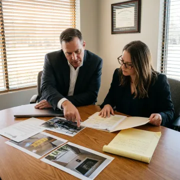Legal team investigating premises liability evidence