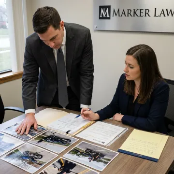 Attorney preparing a motorcycle accident injury case