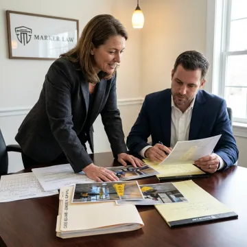 Legal team investigating a slip and fall claim