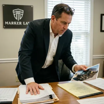 Attorney reviewing UPS accident evidence