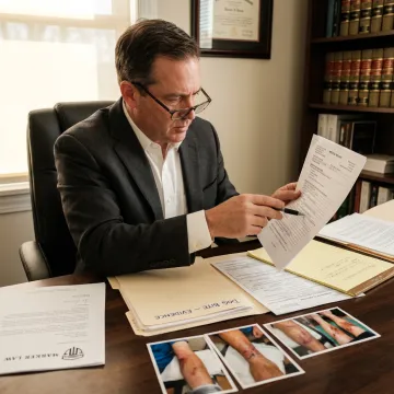 Attorney preparing dog bite injury claim documents