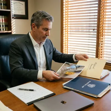 Attorney preparing slip and fall injury claim documents
