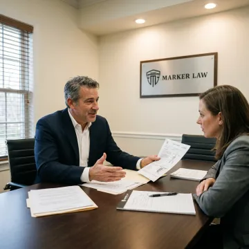 Attorney reviewing injury claim documents