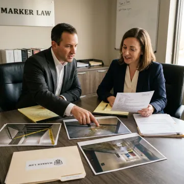 Legal team investigating a slip and fall claim