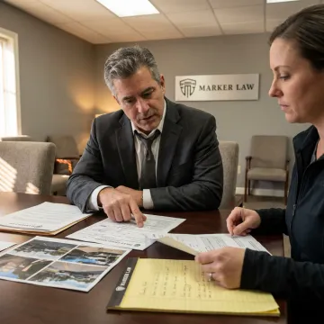 Attorney reviewing head-on crash case evidence