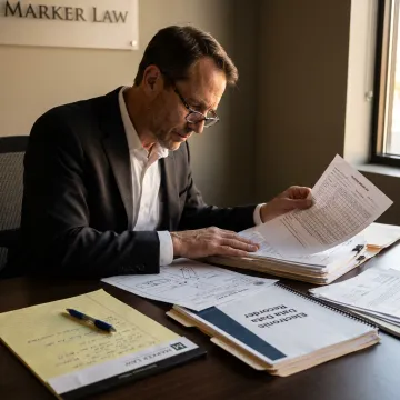 Attorney reviewing truck accident evidence and case documents