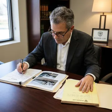 Attorney reviewing commercial truck accident evidence