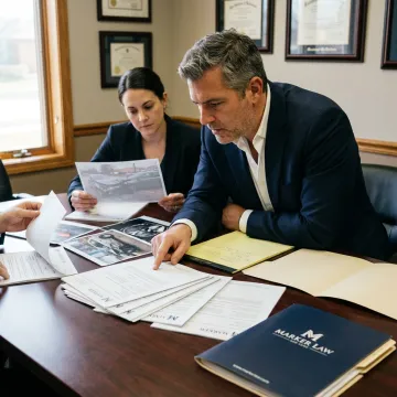 Legal team preparing serious car accident injury case