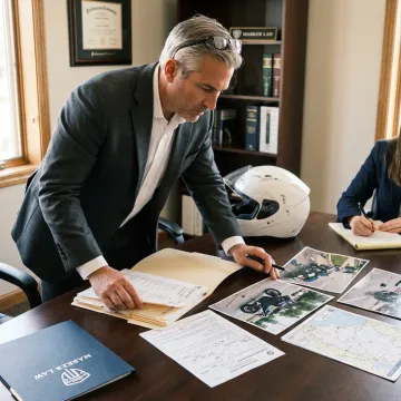 Attorney preparing motorcycle accident evidence