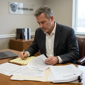 Attorney reviewing delivery truck accident evidence