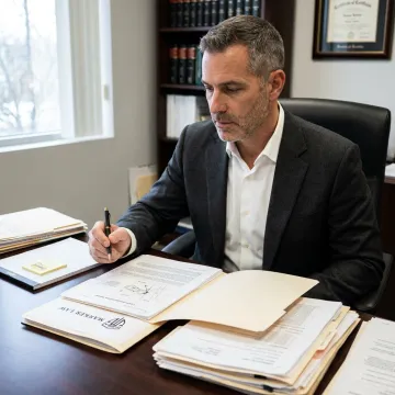 Attorney preparing wrongful death car accident case documents