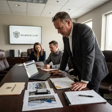 Legal team investigating truck accident evidence