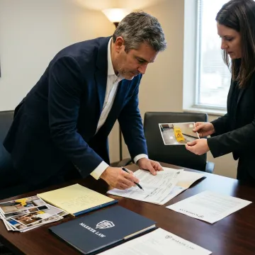 Legal team preparing slip and fall case evidence