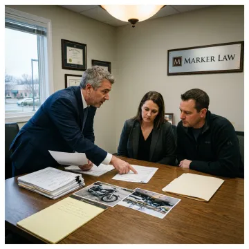 Attorney reviewing fatal motorcycle accident case evidence