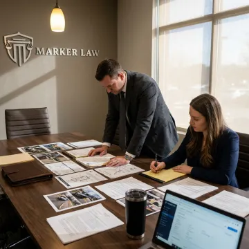 Attorney preparing catastrophic injury claim evidence