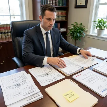 Attorney preparing car accident injury claim documents