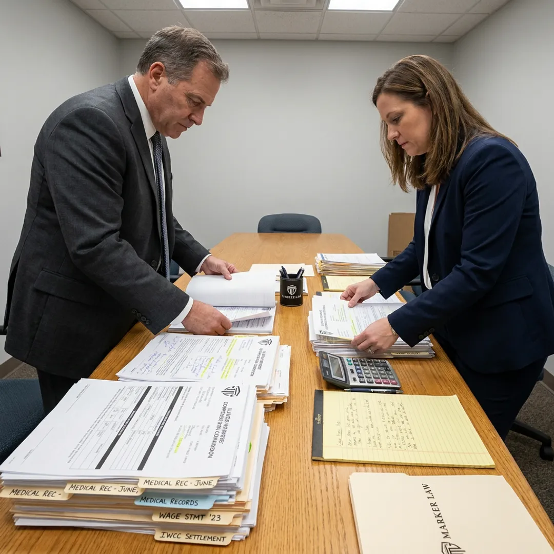 Attorney preparing workers compensation claim documents