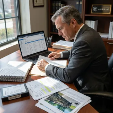 Attorney reviewing semi-truck accident evidence
