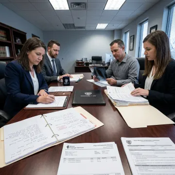 Legal team preparing workers’ compensation claim evidence