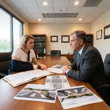 Attorney reviewing pedestrian accident evidence