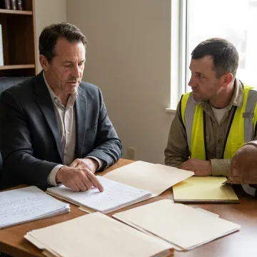 Attorney explaining construction injury claim process