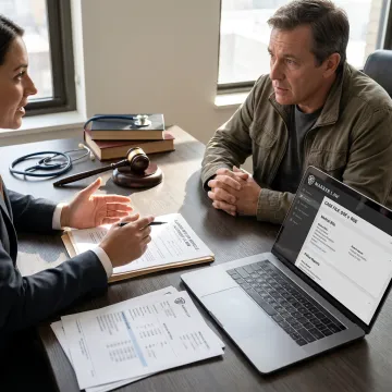 Attorney guiding client through injury claim process