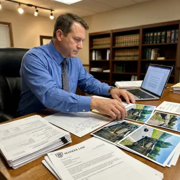 Attorney preparing truck accident claim documents
