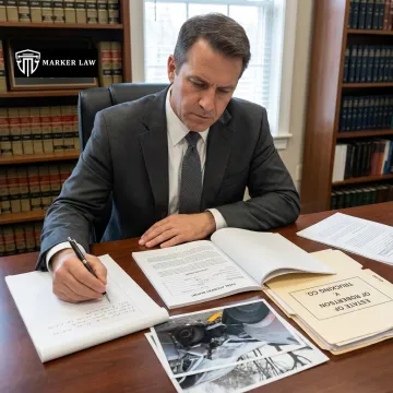 Attorney reviewing fatal accident evidence
