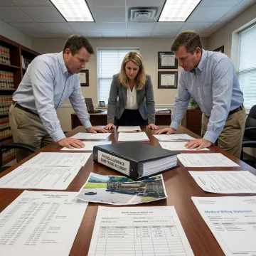 Attorney reviewing truck accident claim evidence