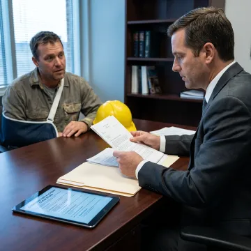 Attorney explaining construction injury claim process