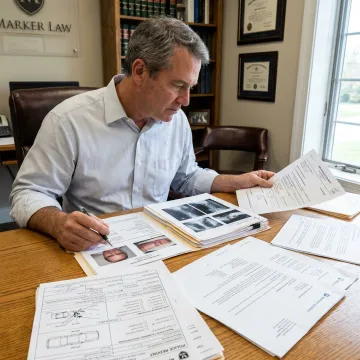 Attorney reviewing auto accident claim documents