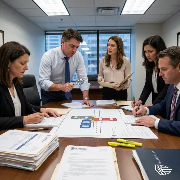 Legal team preparing a T-bone accident claim