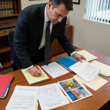 Attorney preparing a workplace injury claim file
