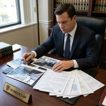 Attorney preparing rear-end accident claim file