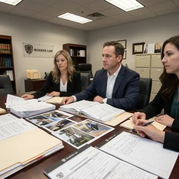 Attorney reviewing injury case evidence